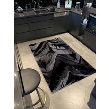 Rugs Modern Shape Koleksiyonu Siyah Tonlarda Soyut Desenli Dokuma Taban Modern Dekoratif Halı 58