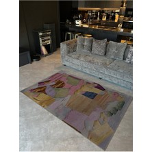 Rugs Modern Shape Koleksiyonu Gri Pembe Tonlar Çok Renkli Dokuma Taban Modern Dekoratif Halı 29