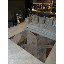 Rugs Modern Shape Koleksiyonu Gri Mavi Tonlar Çok Renkli Soyut Desenli Dokuma Taban Modern Dekoratif Halı 32