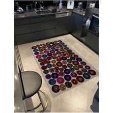 Rugs Modern Shape Koleksiyonu Çok Renkli Karma Daireler Desenli Dokuma Taban Modern Dekoratif Halı 22