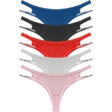 Cottonhill Tül Transparan Taş ve Zincir Detaylı Kadın Brezilya Külot 5'li Paket