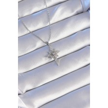 Kaufhier 316L Çelik Gümüş Renk Zirkon Taşlı Kutup Yıldızı Model Kolye