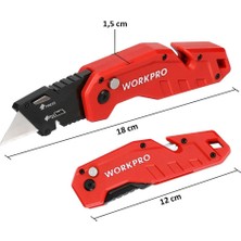 Workpro WP211018 Profesyonel Katlanır Çok Amaçlı Rötuş Maket Bıçağı + 10 Adet Yedek Bıçak