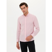 Cacharel Erkek Pembe Slim Fit Uzun Kollu Gömlek 50265484-VR041