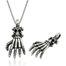 Kaufhier Gümüş Kuru Kafa El Erkek Kolye