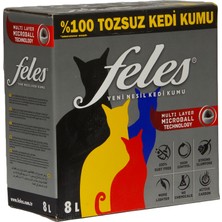 Feles Tozsuz Kedi Kumu 3 Adet Kutu 8 lt (Tamamen Doğal , Aktif Karbonlu)