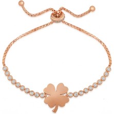 Kaufhier Gümüş Rose Yonca Asansör Bileklik