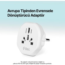 Ttec Şarj Akım Korumalı 10A/250V Amerikan ve Avrupa Tipi Priz Dönüştürücü Priz Çevirici Adaptör Priz