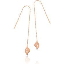 Kaufhier Gümüş Zincir Yaprak Küpe