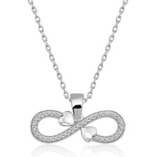Kaufhier Gümüş Sonsuzluk Kalpler Bayan Kolye