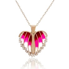 Kaufhier Gümüş Rose Kalpli Isimli Bayan Kolye