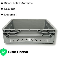 Alpbx 1.Kalite Gri Hamur Pasası 40x30x12 cm - Gıdaya Uygun Plastik Kasa Hamur Kasası 12 Litre