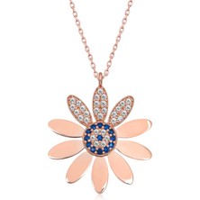 Kaufhier Gümüş Rose Nazarlı Papatya Kadın Kolye