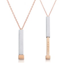 Kaufhier Gümüş Rose Isim Yazılabilen Açılır Çubuk Kadın Kolye