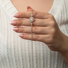 Kaufhier Gümüş Yuvarlak Baget Taşlı Kadın Bileklik