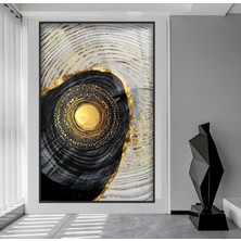 Emya Home Metal Çerçeveli Soyut Desenler Cam Tablo