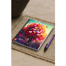 KutuTR Kalp Ağaç Ahşap Mdf Kapaklı 100 Yaprak Kareli 15 x 21 cm Vip Modelist Defter 80 gr /M2 K501