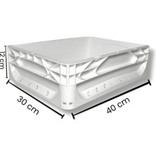 Alpbx 1.Kalite Beyaz Hamur Pasası 40x30x12 cm - Gıdaya Uygun Plastik Kasa Hamur Kasası 12 Litre