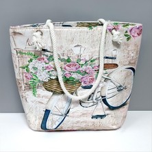 Bisiklet Desenli Plaj Çantası