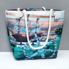 Dümen Desenli Plaj Çantası