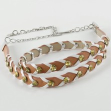 Bijuteri Net Örgülü Deri Taşlı Kemer