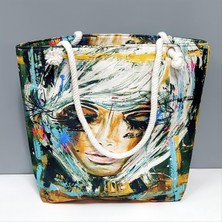 Bayan Yüz Desenli Plaj Çantası