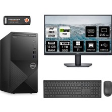 Dell Vostro 3910MT Intel Core I3 12100 12GB 1tb SSD GT730/4GB 21.5" Fhd Monitör W11P N3563VDT3910 Masaüstü Bilgisayar & Per4 USB Bellek N3563VDT3910MNT2408