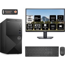 Dell Vostro 3020 Intel Core I5 13400 36GB 512GB SSD RX550/4GB 21.5" Fhd Monitör W11P N2046VDT3020MTU Masaüstü Bilgisayar & Per4 USB Bellek N2046VDT3020MTUMNT1432