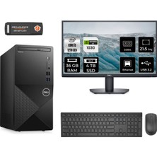 Dell Vostro 3910MT Intel Core I3 12100 36GB 4tb SSD GT1030/4GB 21.5" Fhd Monitör Fdos N3563VDT3910 Masaüstü Bilgisayar & Per4 USB Bellek N3563VDT3910MNT3335