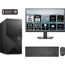 Dell Vostro 3910MT Intel Core I3 12100 48GB 256GB SSD 21.5" Fhd Monitör W11H N3563VDT3910 Masaüstü Bilgisayar & Per4 USB Bellek N3563VDT3910MNT391