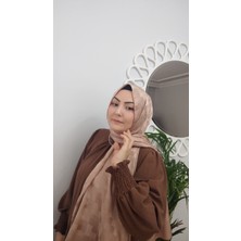 Livas Scarf Monogram J Desen Ipeksi Parlak Jakar Şal-Latte -13