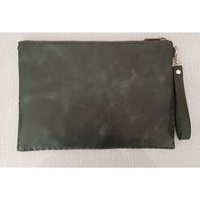 Durush Collection Tasarım, Gerçek Deri, Yeşil-Siyah El Işlemesi Portföy&clutch Çanta