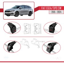 Omad Fiat Egea/tipo Sw 2015 ve Sonrası ile Uyumlu Ace-2 Ara Atkı Tavan Barı Gri