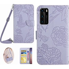 GX Boutique Kart Tutucu ve Uzun Kayış Deri Yumuşak ile Huawei P40 Telefon Kılıfı (Yurt Dışından)