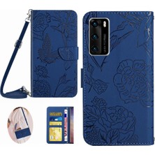 GX Boutique Kart Tutucu ve Uzun Kayış Deri Yumuşak ile Huawei P40 Telefon Kılıfı (Yurt Dışından)