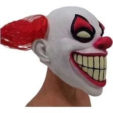 Nuofan Şeytan Palyaço Büyük Ağız Lateks Maske Korkunç Kırmızı Burun Saç Palyaço Maskesi Cosplay (Yurt Dışından)