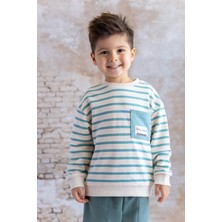 Zeyland Erkek Çocuk Çizgili Cep Detaylı Sweatshirt - Mint