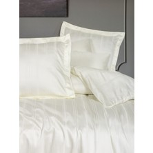 Cotton Box Smart Bambu Saten Çift Kişilik Nevresim Takımı Stripe Ekru