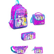 Coral High Kids Kedi Köpek Desenli 5'li Okul Çanta Seti 5SET23646
