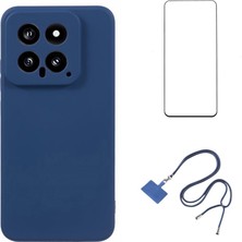 4U Sky Wanlonfeng Rb1 Serisi Xiaomi 14 Kılıf Yumuşak Astar Tpu Telefon Kapağı Ekran Koruyucu + Kordon-Safir (Yurt Dışından)