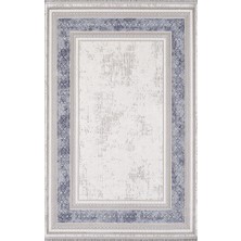Artemis Halı Dior 02495A Bej Mavi Çerçeveli Çizgili Halı