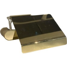 System Banyo Aksesuarları X-Traıl Kapaklı Tuvalet Kağıtlığı Altın 88x104x170 mm