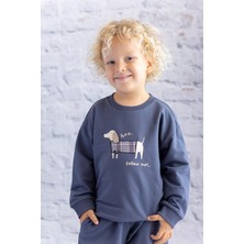 Erkek Bebek Baskı Nakış Detaylı Sweatshirt - Antrasit