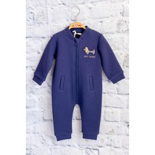 Mininio Erkek Bebek Köpek Nakışlı Tulum - Indigo