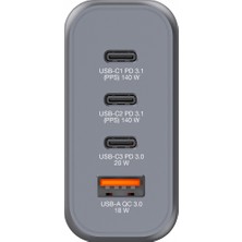 Verbatim GNC-140 Gan Charger 140W 2 x Usb-C® Pd 140W / 1 x Usb-C® Pd 20W / 1 x Usb-A Qc 3.0 (Eu/uk/us)