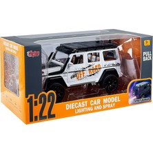 Vardem Kutulu Çek Bırak 1:22 Sesli ve Işıklı Buhar Çıkartan Metal Jeep - Beyaz