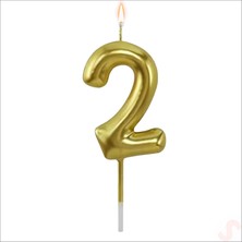 Süsle Bebek ve Parti 2 Rakam Altın Mum