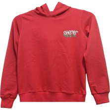 İrem Çocuk Giyim Erkek Çocuk /kız Çocuk Önü Yazı Sırtı Ayıcık Desenli Kapüşonlu Kırmızı Sweatshirt