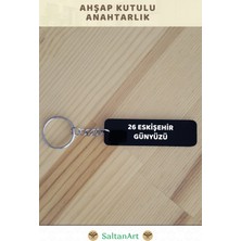 Saltan Art Saltanart 26 Eskişehir Günyüzü Yazılı Özel Ahşap Kutulu Anahtarlık (Özel Hediye Notu Eklenebilir)