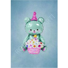 Rönesans Parti Oturan Ayı Yeşil Folyo Balon